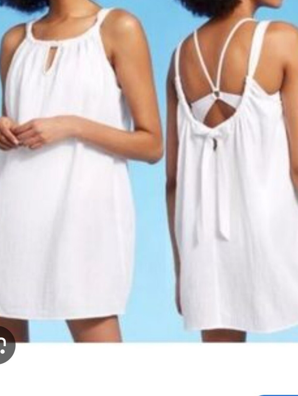 SHADE & SHORE White Tunneled Neckline Coverup Dress Size XL 100% Cotton Gauze
